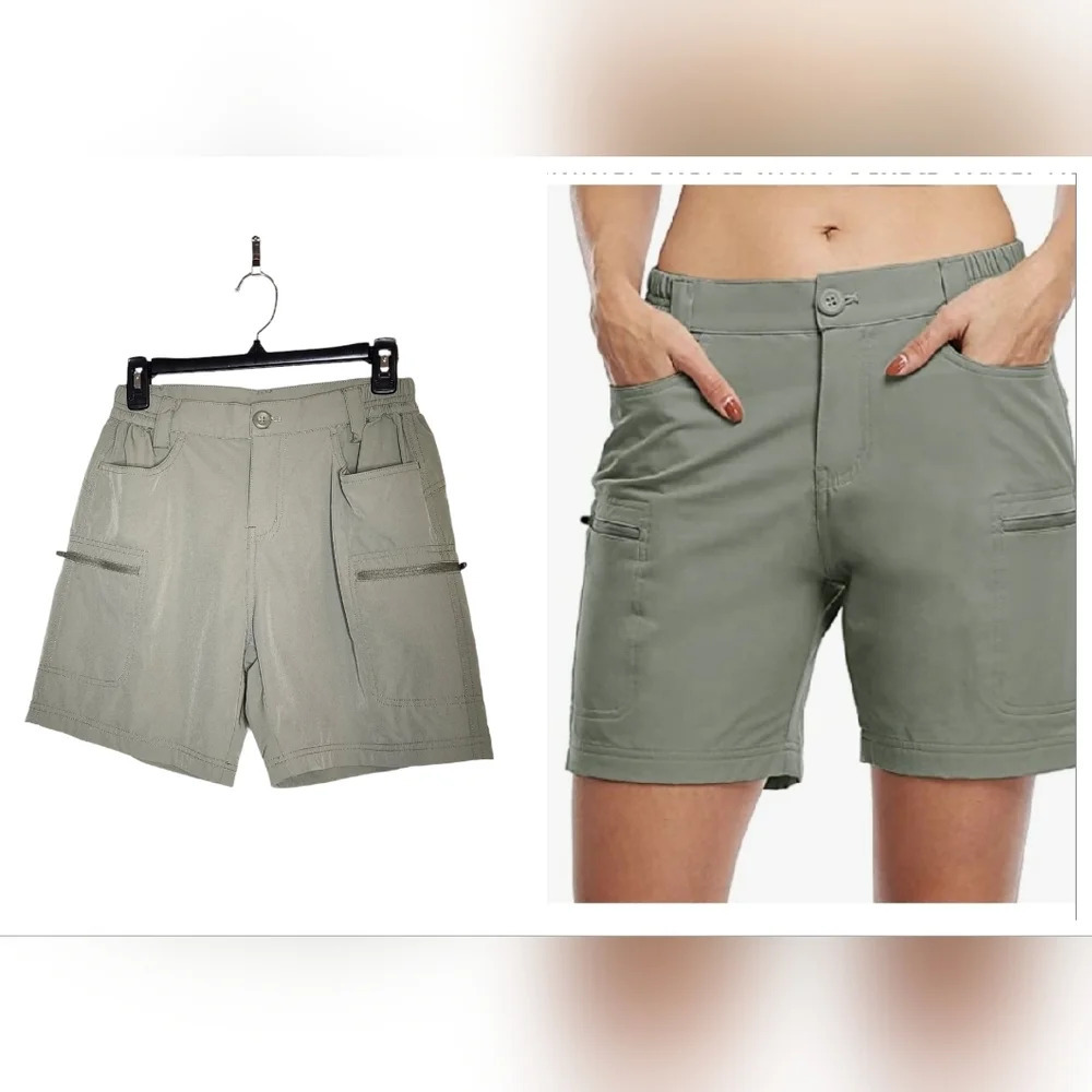 Willit Women's Green Hiking Cargo Shorts‎ Stretch Golf Active Outdoor. Small.